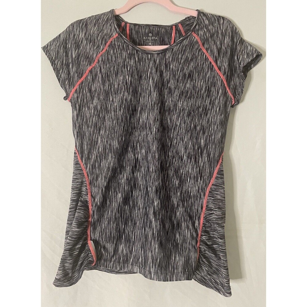 Athleta Pop Run Space Dye Size Medium Reflective Short Sleeve TopBack Zip Pocket
